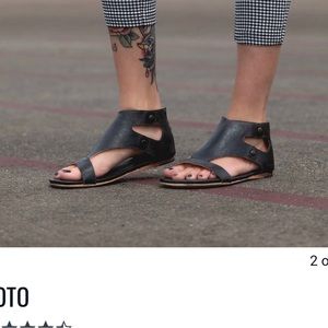 Bed Stu black zip up sandals, size 8